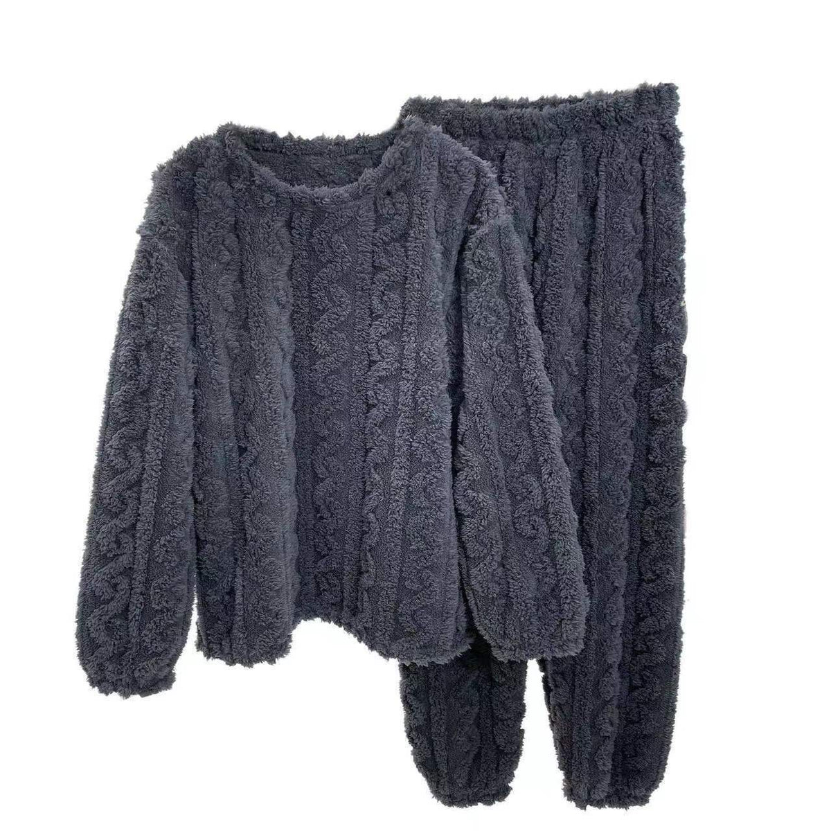 CLAIRE top and pants in Dark Gray, laid flat