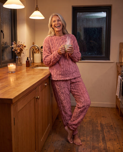 CLAIRE cable lounge set in Mateus pink, tea in the kitchen